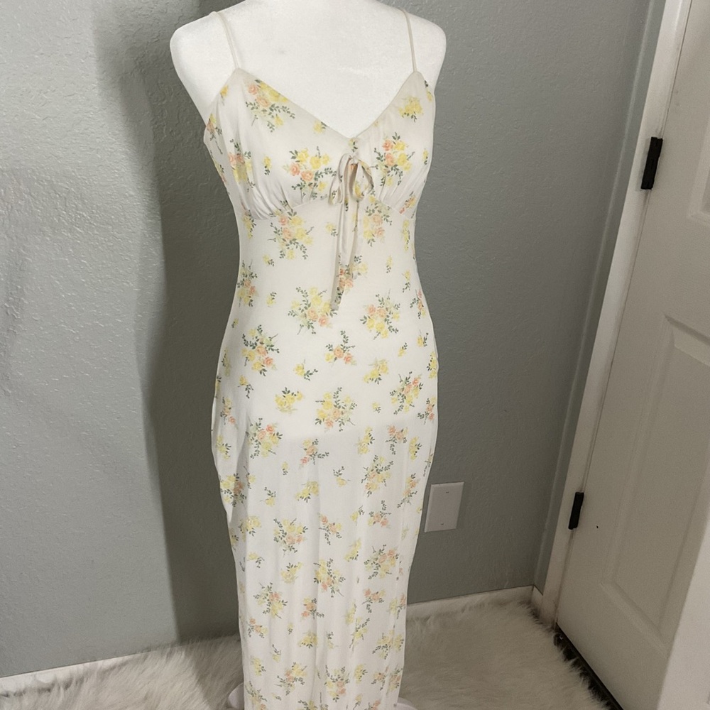 Cream Spaghetti Strap Maxi Slip Dress